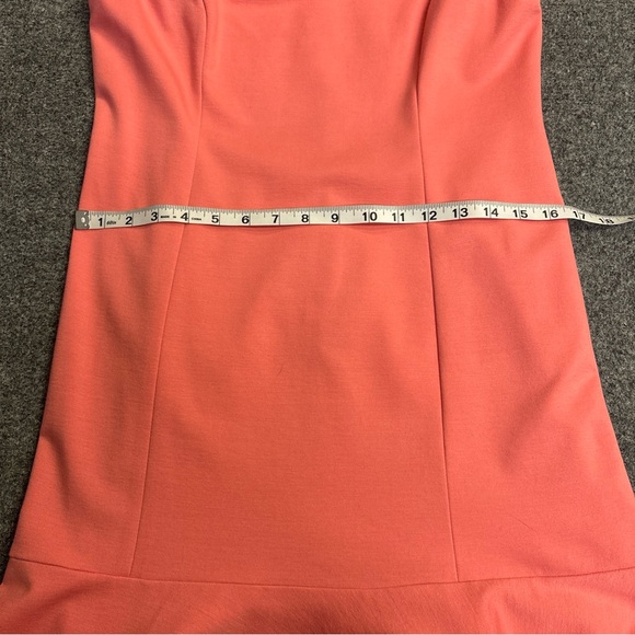 RSVP by TALBOTS Coral  Ponte Knit Embroidered Flounce Sheath Dress Sz 6 - Picture 5 of 8